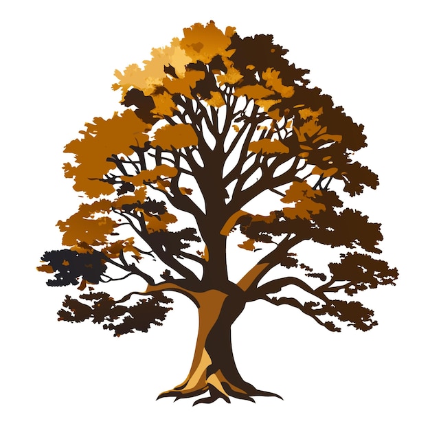 Highresolution vector graphic of an isolated oak tree in flat digital art style