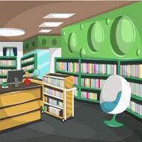 Высшая школа библиотечного колледжа со шкафом, полным книг