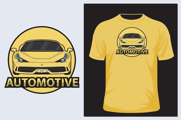 highspeed yellow sports car T shirt and sticker