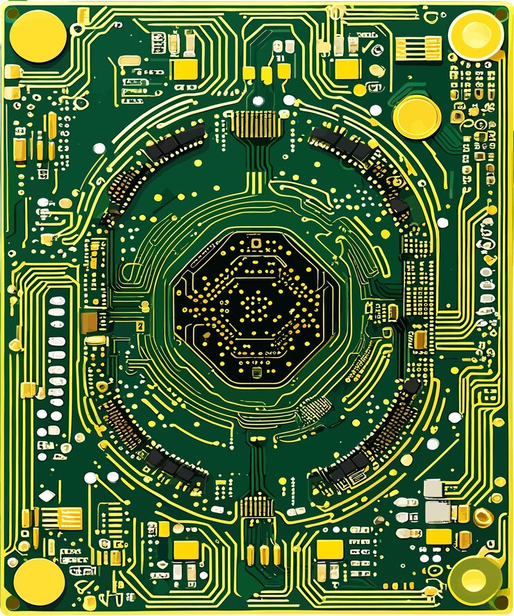 Vector hightech emerald amp gold circuit design