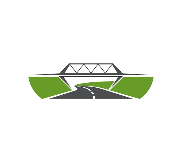 Highway level junction road bridge vector icon