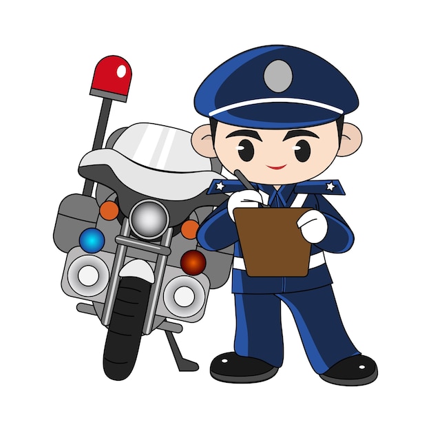 Vector highway police cartoon illustration template