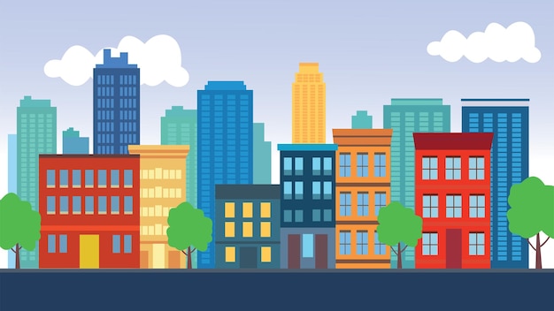 highway street with skyscrapers city building cityscape landscape in bright day