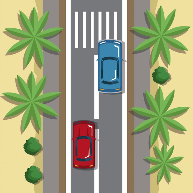 Vector highways top view cartoon