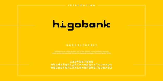 Higobank 추상 알파벳 글꼴 타이포그래피 벡터 그림
