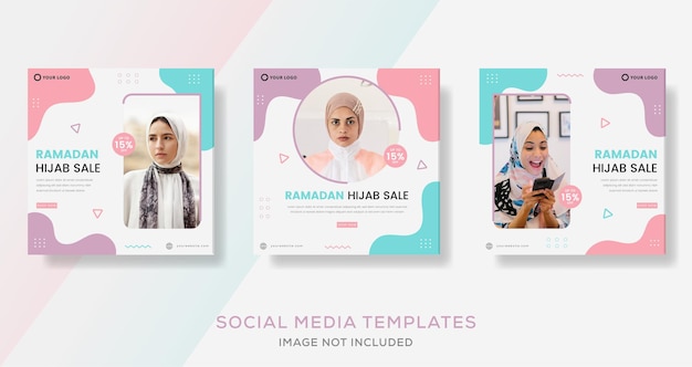라마단 카림 미디어 소셜 템플릿 게시물에 대한 히잡 패션 판매 배너
