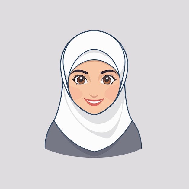 Vector hijab girl cartoon illustration minimalist vector design