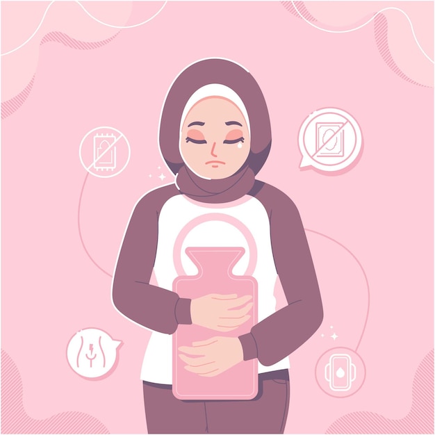 Хиджаб девушка менструальный период векторные иллюстрации