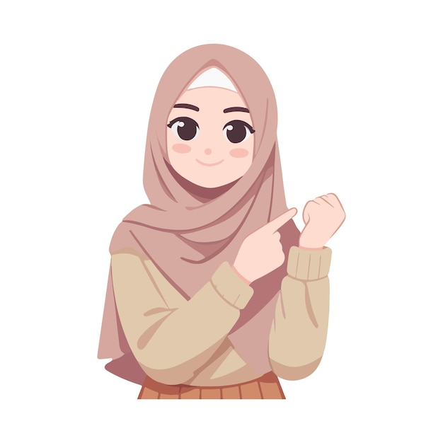 Hijab girl with a pointing finger