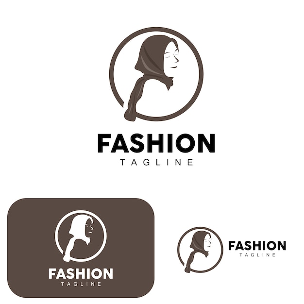 Hijab Logo Islamic Women Fashion Simple Design Muslim Clothing Vector Icon Symbol Illustration