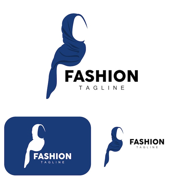 Hijab Logo Islamic Women Fashion Simple Design Muslim Clothing Vector Icon Symbol Illustration