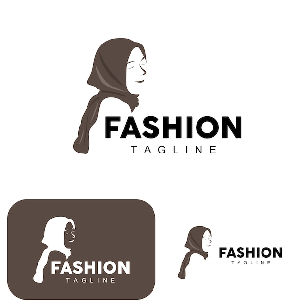 Hijab Logo Islamic Women Fashion Simple Design Muslim Clothing Vector Icon Symbol Illustration