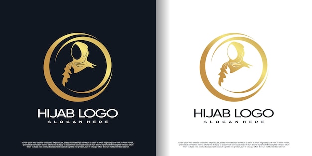 Hijab logo with creative style concept premium vector