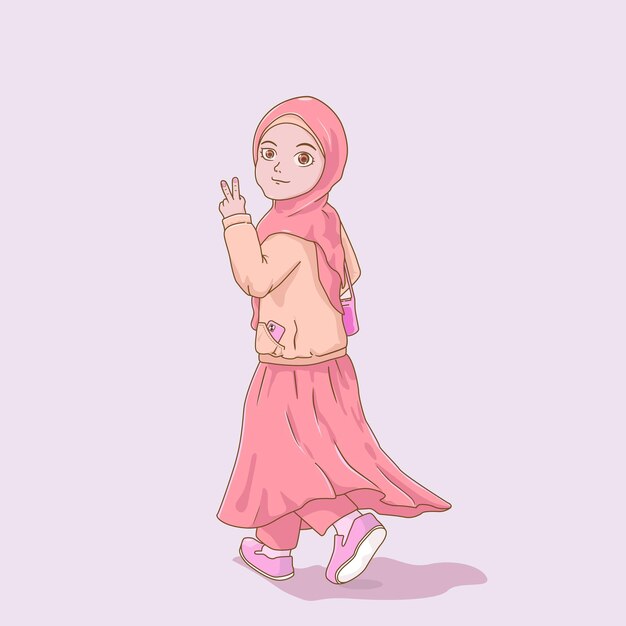 hijab meisje met vrolijke pose