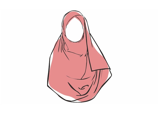 Hijab mode stijl voor moslimvrouwen met Line Art stijl