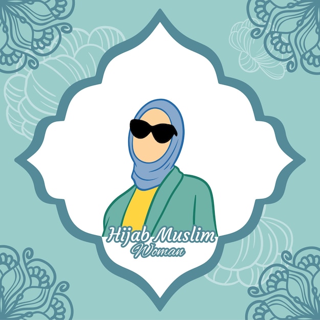 Vector hijab muslim girl template design