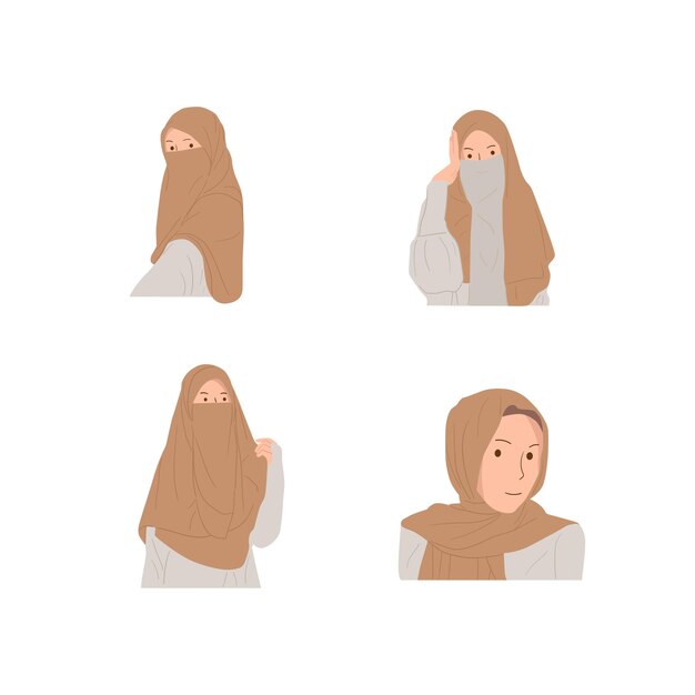 Hijab muslim woman character collection