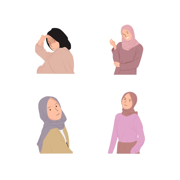 Collezione di personaggi donna musulmana hijab