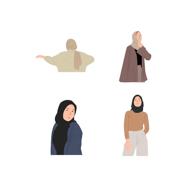 Hijab muslim woman character collection