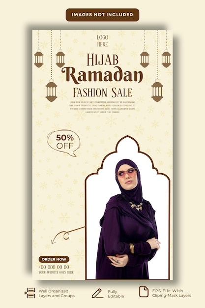 Vector hijab ramadan mode verkoop sociale media verhalen