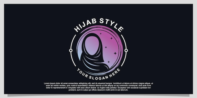 Hijab-stijl logo-ontwerp voor hijab of sjaalmode muslimah met uniek concept Premium Vector Deel 11