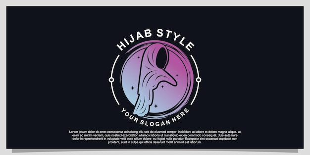 Hijab-stijl logo-ontwerp voor hijab of sjaalmode muslimah met uniek concept Premium Vector Deel 2