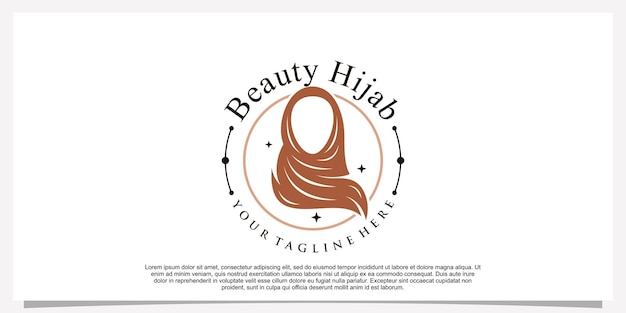 Hijab-stijl logo-ontwerpsjabloon met uniek concept Premium Vector