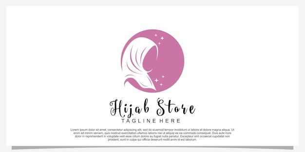 Hijab-stijl logo-ontwerpsjabloon met uniek concept Premium Vector