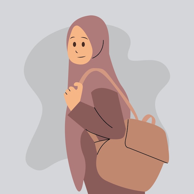 Hijab student carrying shoulder bag