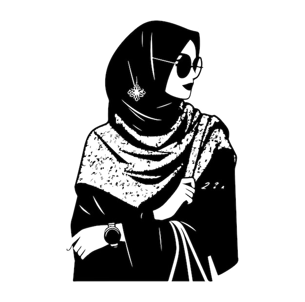 hijab style fashion vector illustration design silhouette style