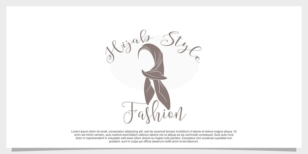 Vettore vettore di design del logo in stile hijab con modello di concetto creativo