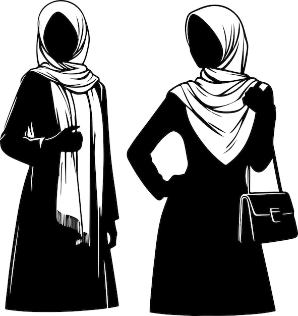 Vector hijab style standing pose female vector