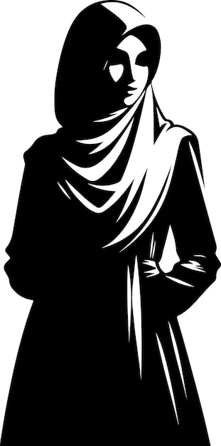 Vettore vettore femminile in posizione in piedi in stile hijab