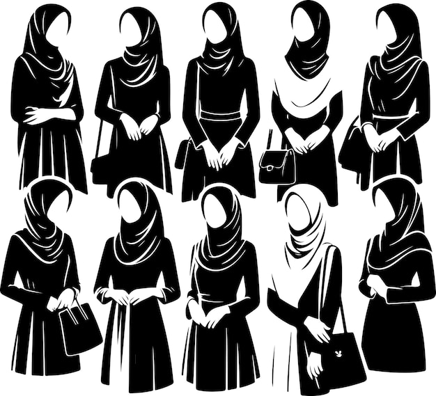 Hijab style standing pose female vector