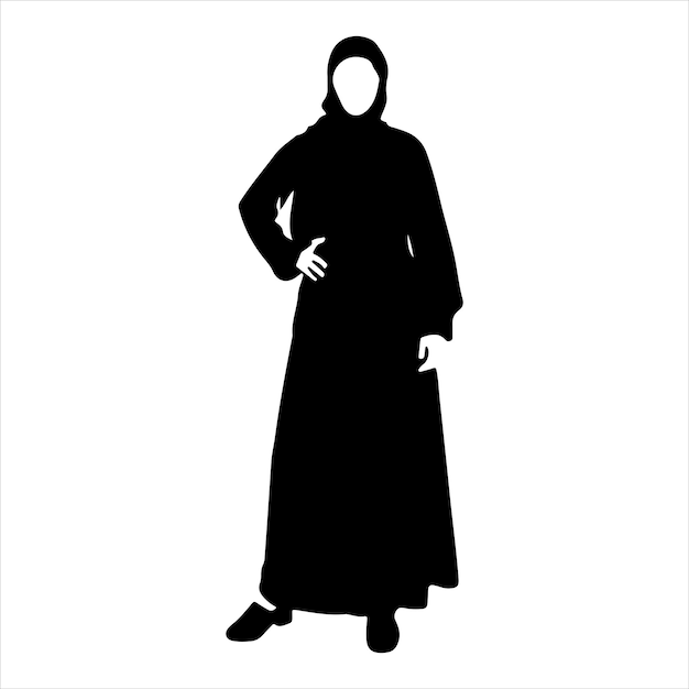 Hijab Style Woman vector silhouette black color a stylish hijab woman vector silhouette
