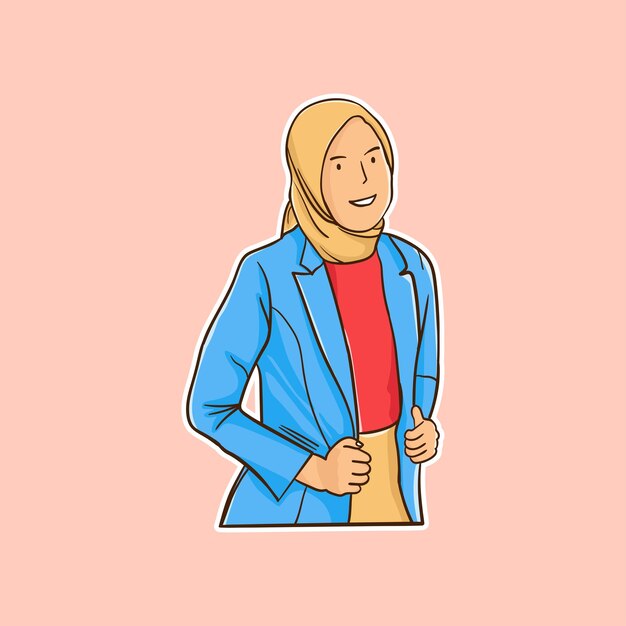 Hijab vrouw sticker vectorillustratie