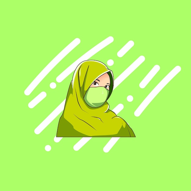 Vettore hijab donna design carino wuith colore verde