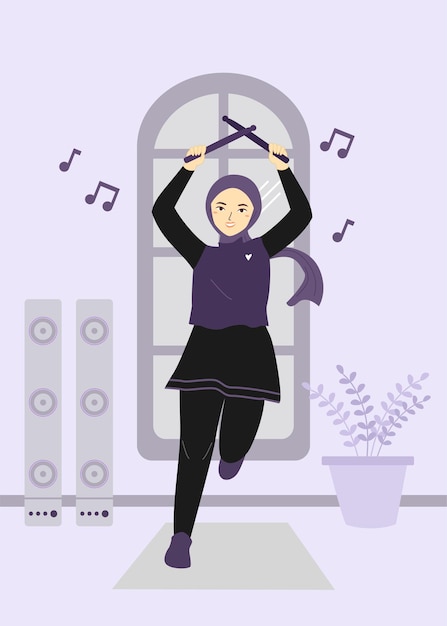 Vector hijab woman pound fitness