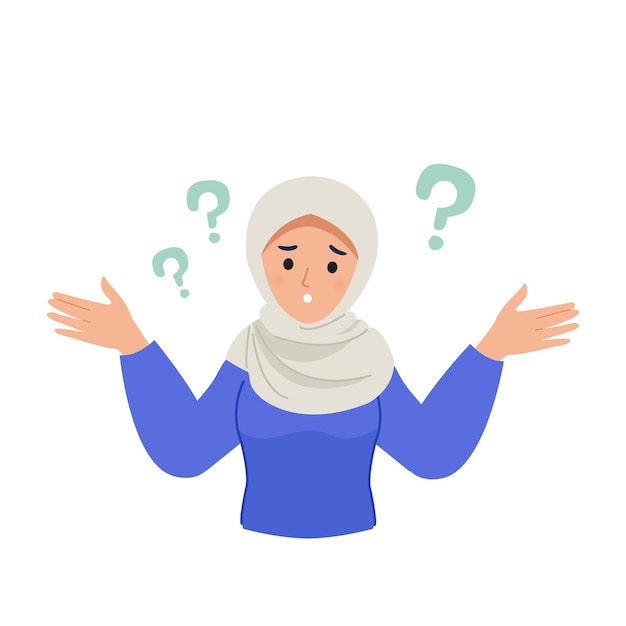Vettore donna hijab che mostra un vettore di espressione confuso