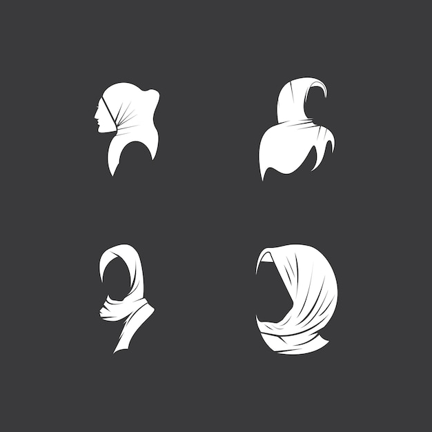 ヒジャブ女性のシルエットのアイコンとシンボル