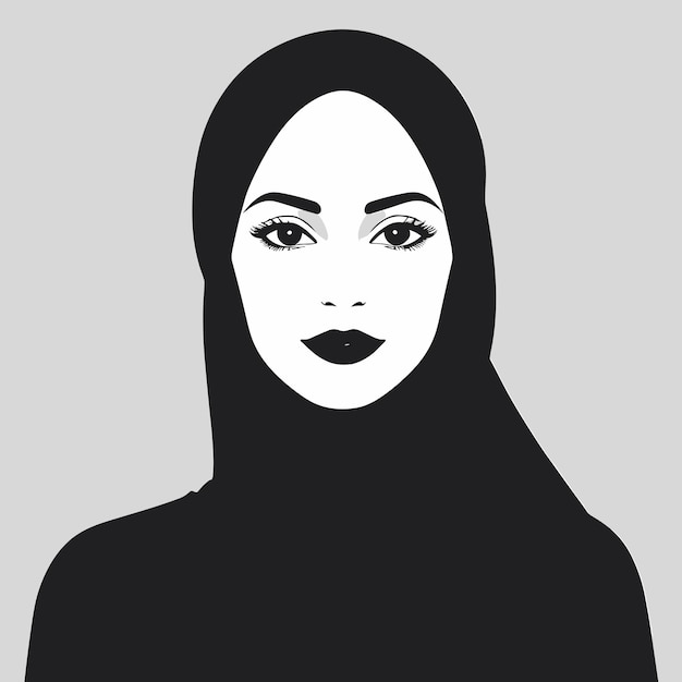 Hijab woman silhouette vector illustration