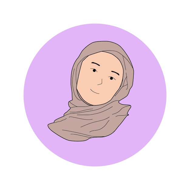 Hijab 여자 스티커 벡터 일러스트 레이 션