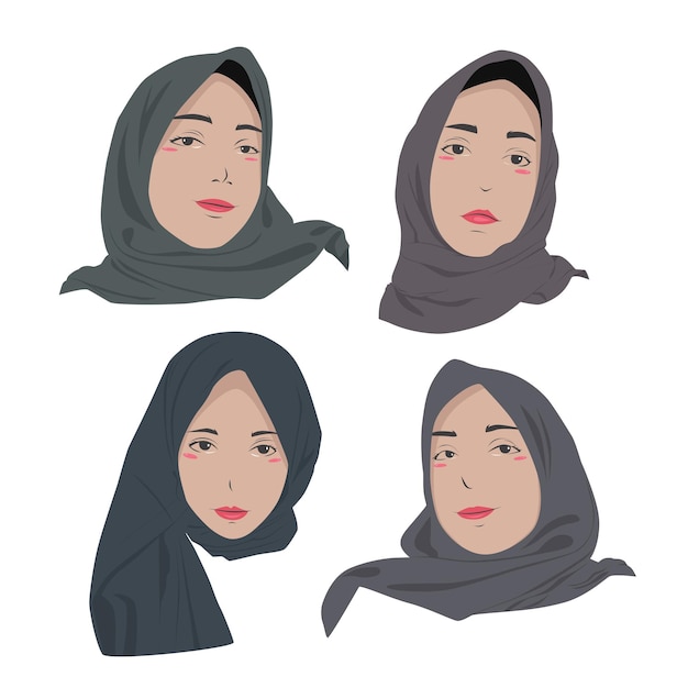 Hijab 여자 벡터 컬렉션 일러스트