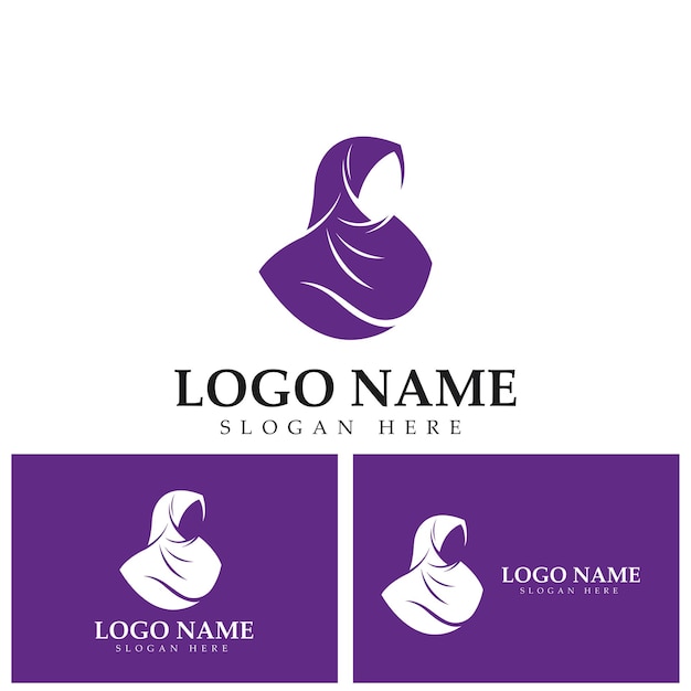 Hijab women muslim logo vector template