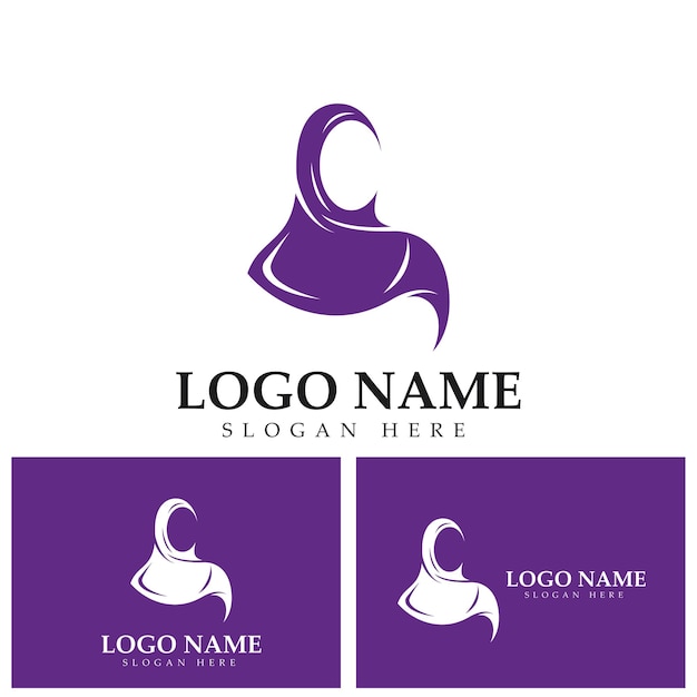 Hijab women muslim logo vector template