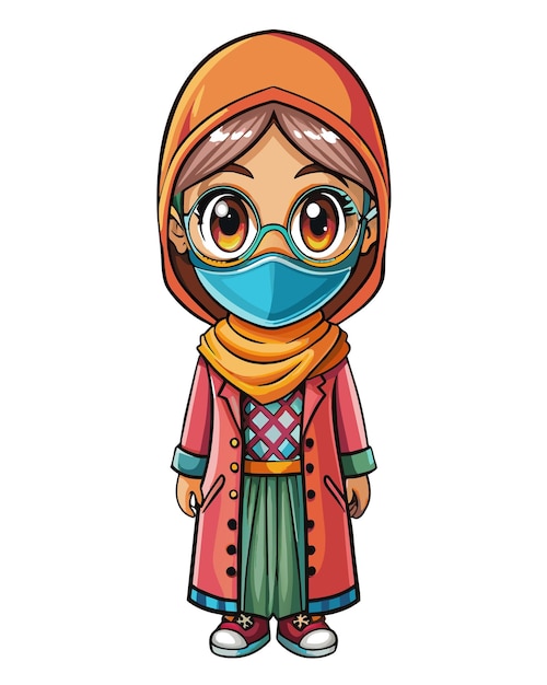 Vector hijabi girl 3d cartoon character