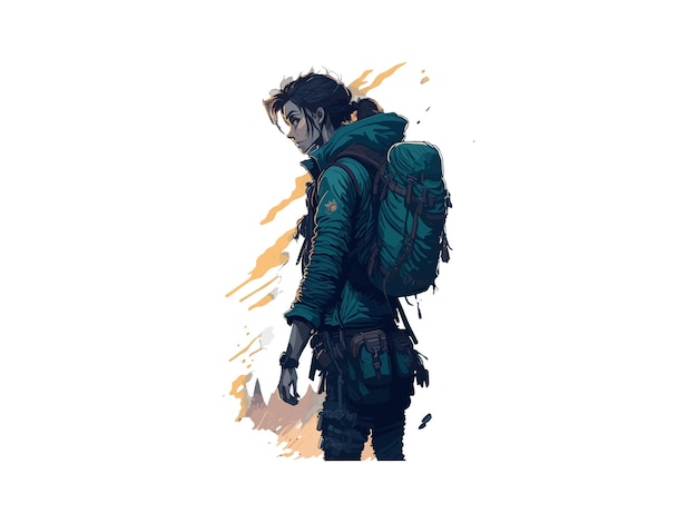 Hiker Person with Backpack