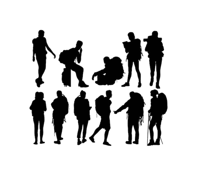 Hiker sport activity silhouettes art vector design