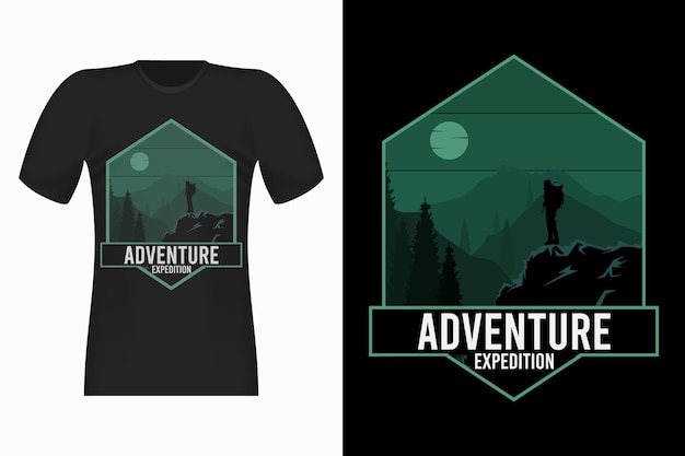 Vettore escursionismo adventure expedition design vintage per t-shirt