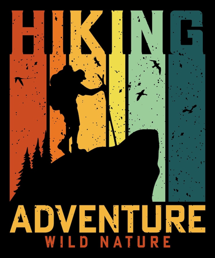 Vector hiking adventure wild nature vintage tshirt design vector